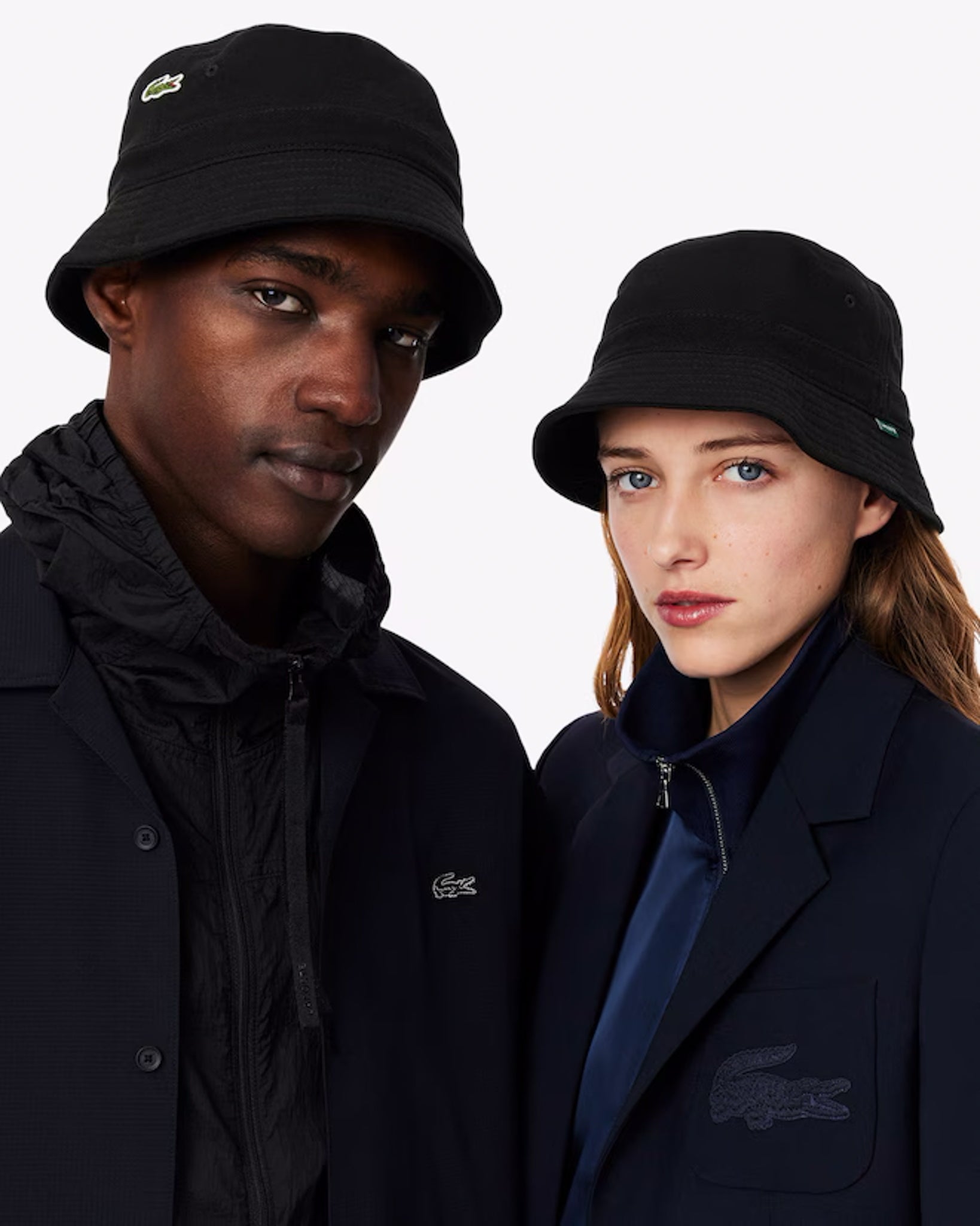 LACOSTE - Gorro de pescador de piqué NEGRO