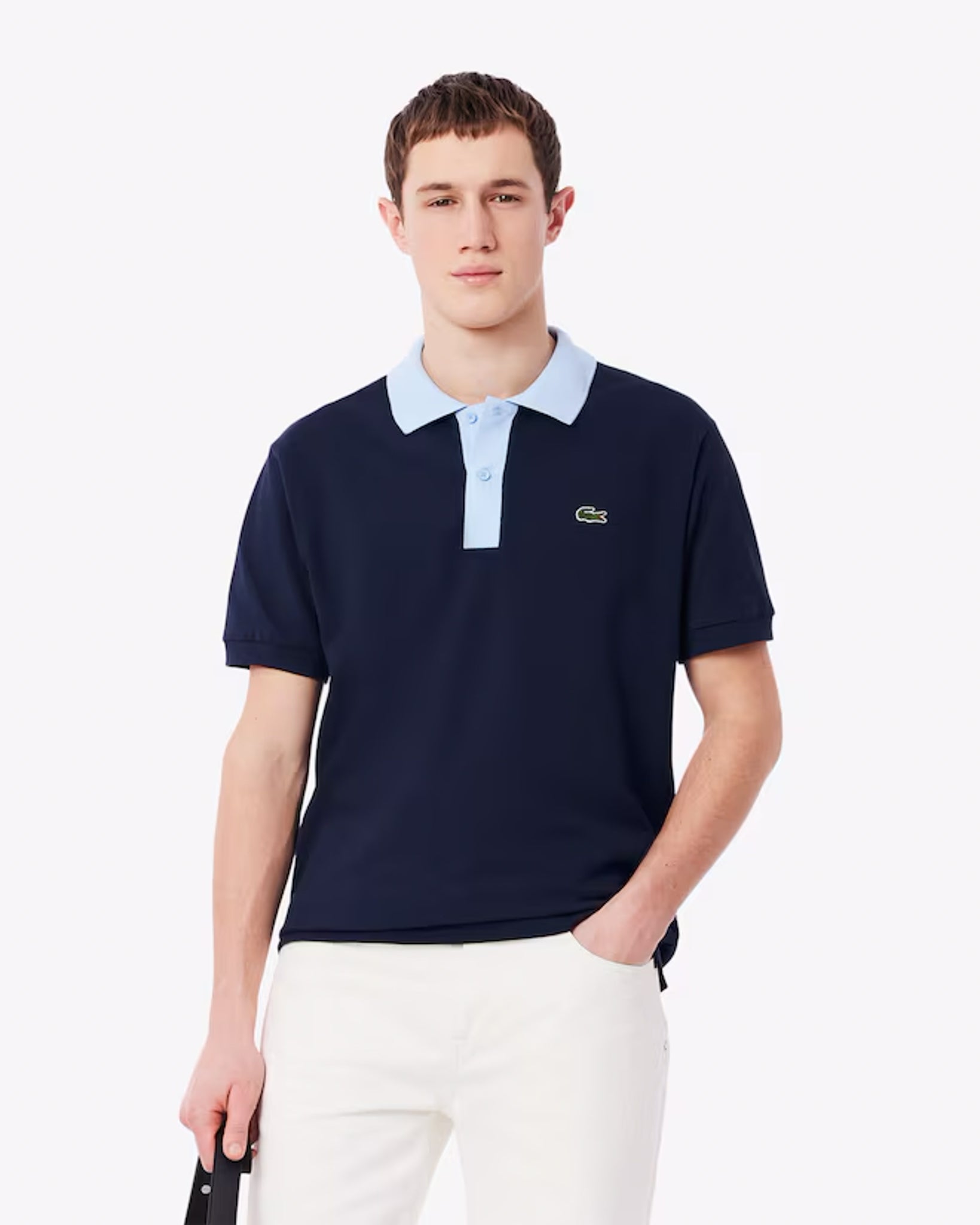 LACOSTE - Polo de corte clásico CUELLO EN CONTRASTE azul