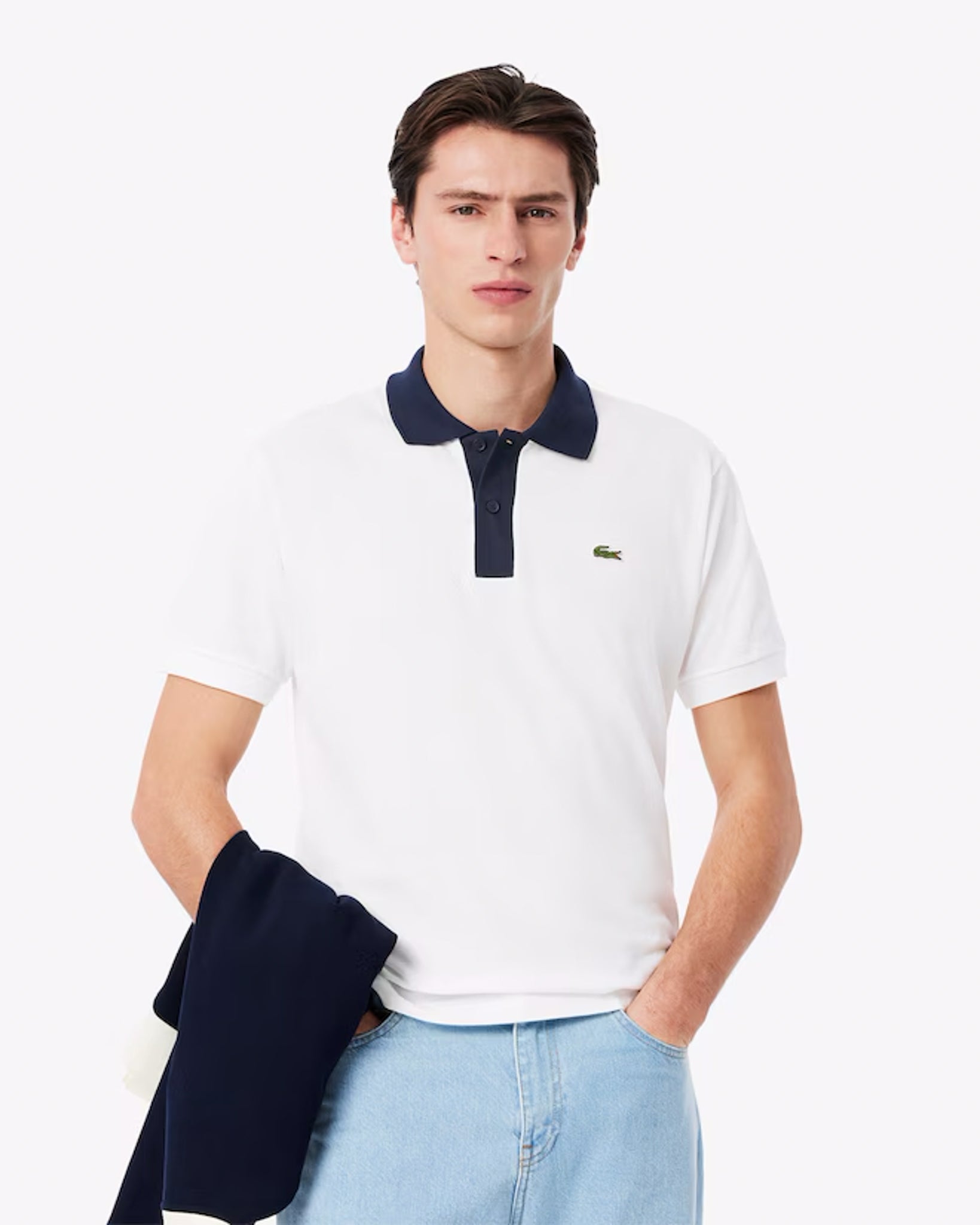 LACOSTE - Polo de corte clásico CUELLO EN CONTRASTE BLANCO