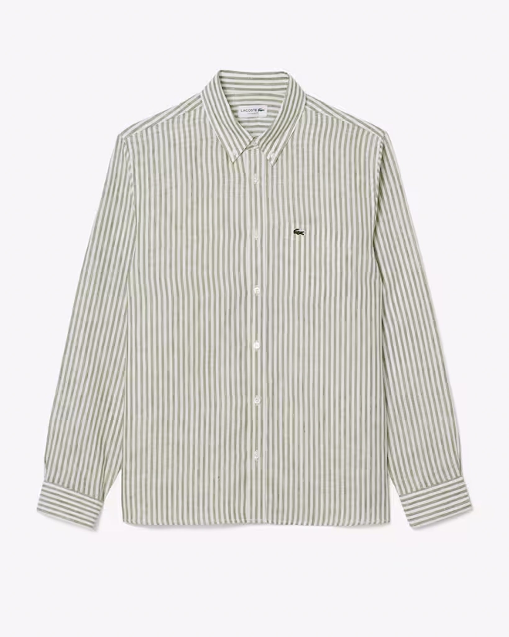 LACOSTE - Camisa de lino de corte regular de rayas