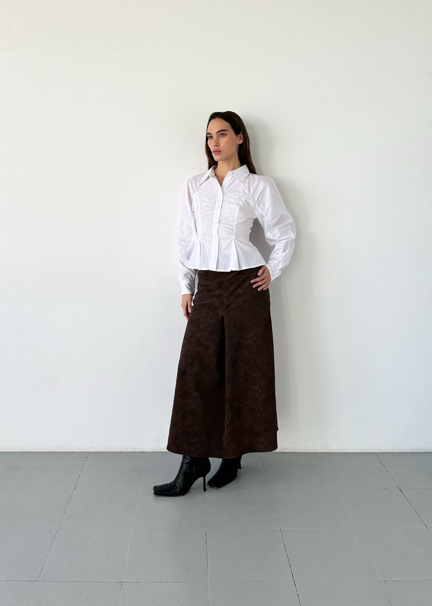 LAAGAM- BELLEVILLE WHITE RUCHED SHIRT