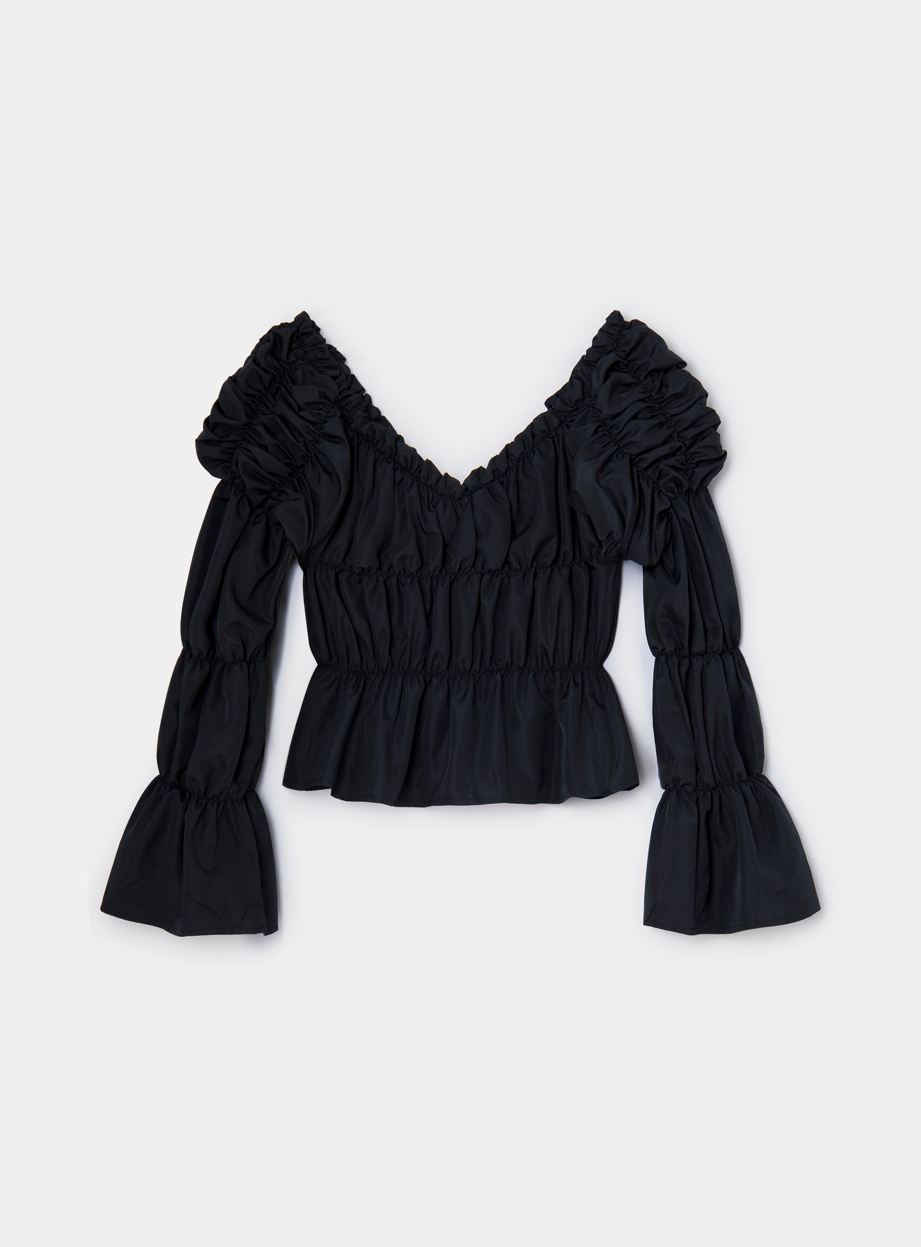 LAAGAM- SADIE BLACK RUCHED BLOUSE