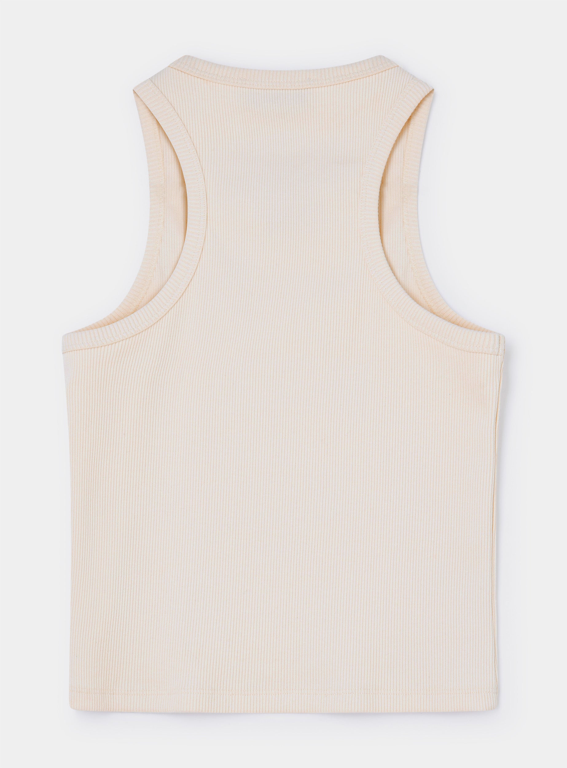 LAAGAM- ECRU EMBROIDED LOGO TANK TOP