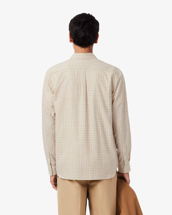 LACOSTE - Camisa de corte regular de franela con cuadros escoceses