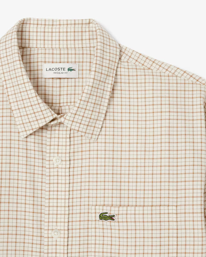 LACOSTE - Camisa de corte regular de franela con cuadros escoceses