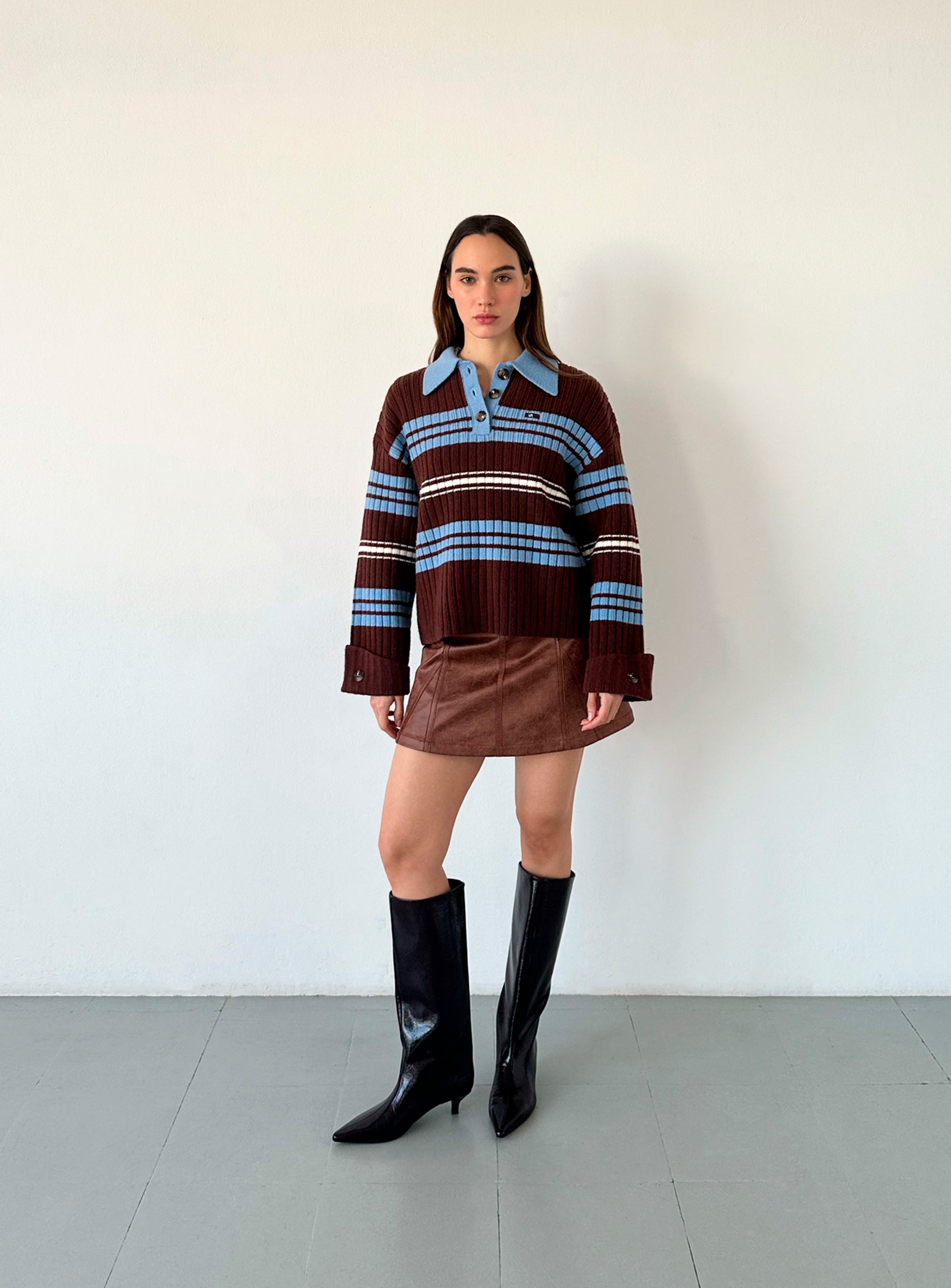 LAAGAM- GRAZ BROWN STRIPED KNIT