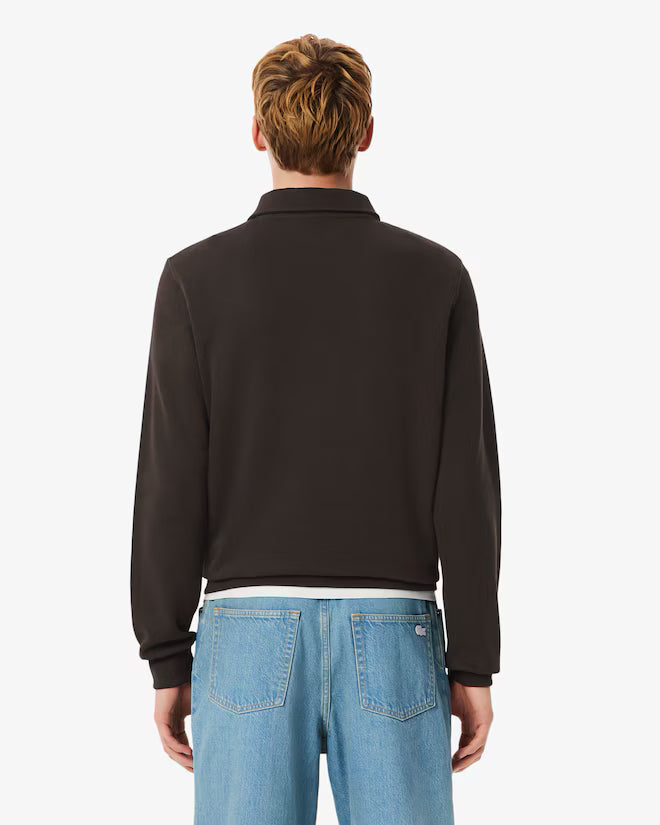 Lacoste- Sudadera con cuello polo de canalé de algodón