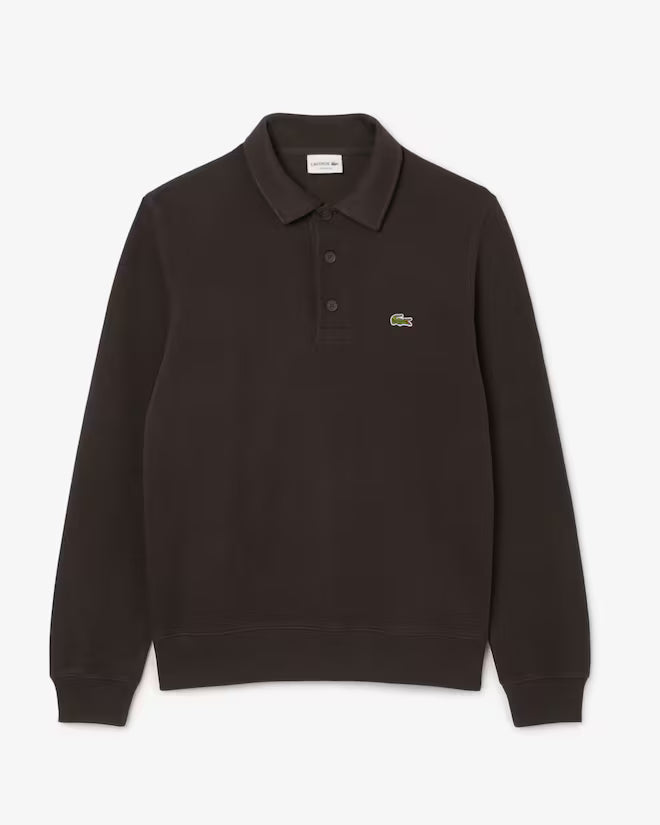 Lacoste- Sudadera con cuello polo de canalé de algodón