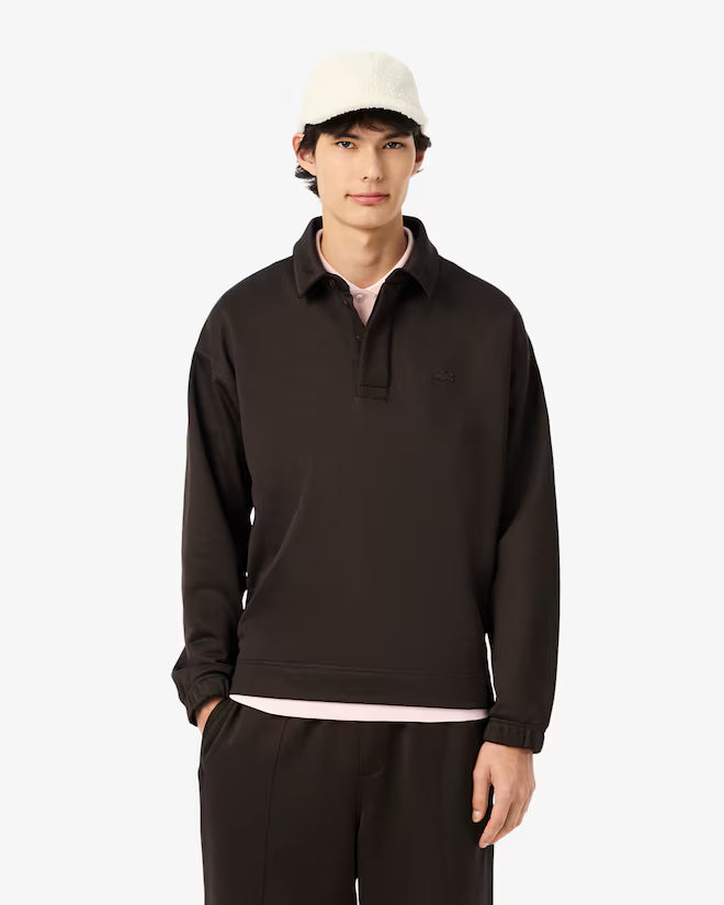 Lacoste- Sudadera tipo polo de felpa de corte holgado