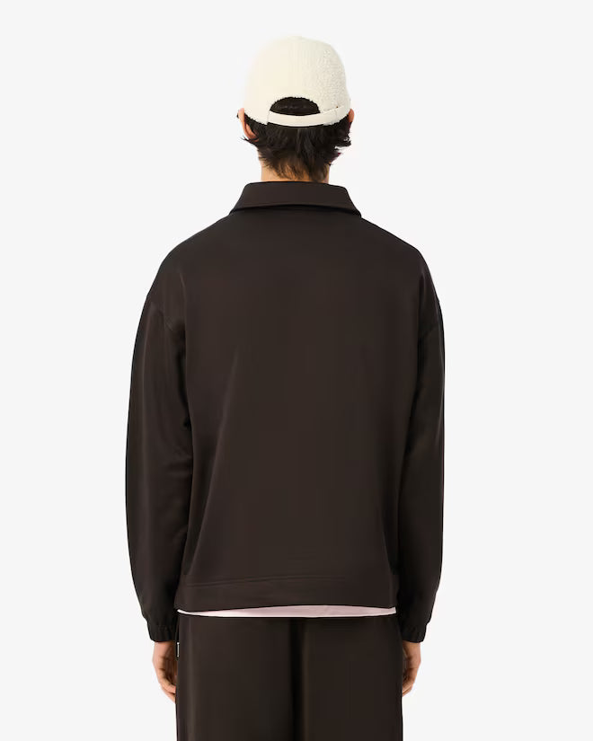 Lacoste- Sudadera tipo polo de felpa de corte holgado