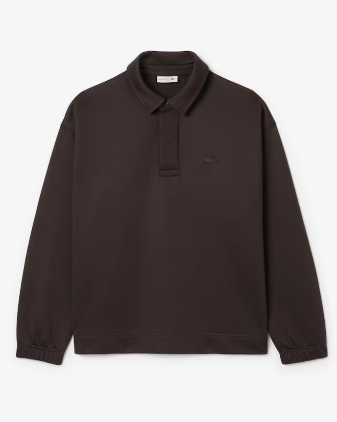 Lacoste- Sudadera tipo polo de felpa de corte holgado