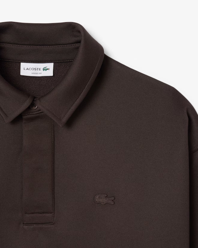 Lacoste- Sudadera tipo polo de felpa de corte holgado