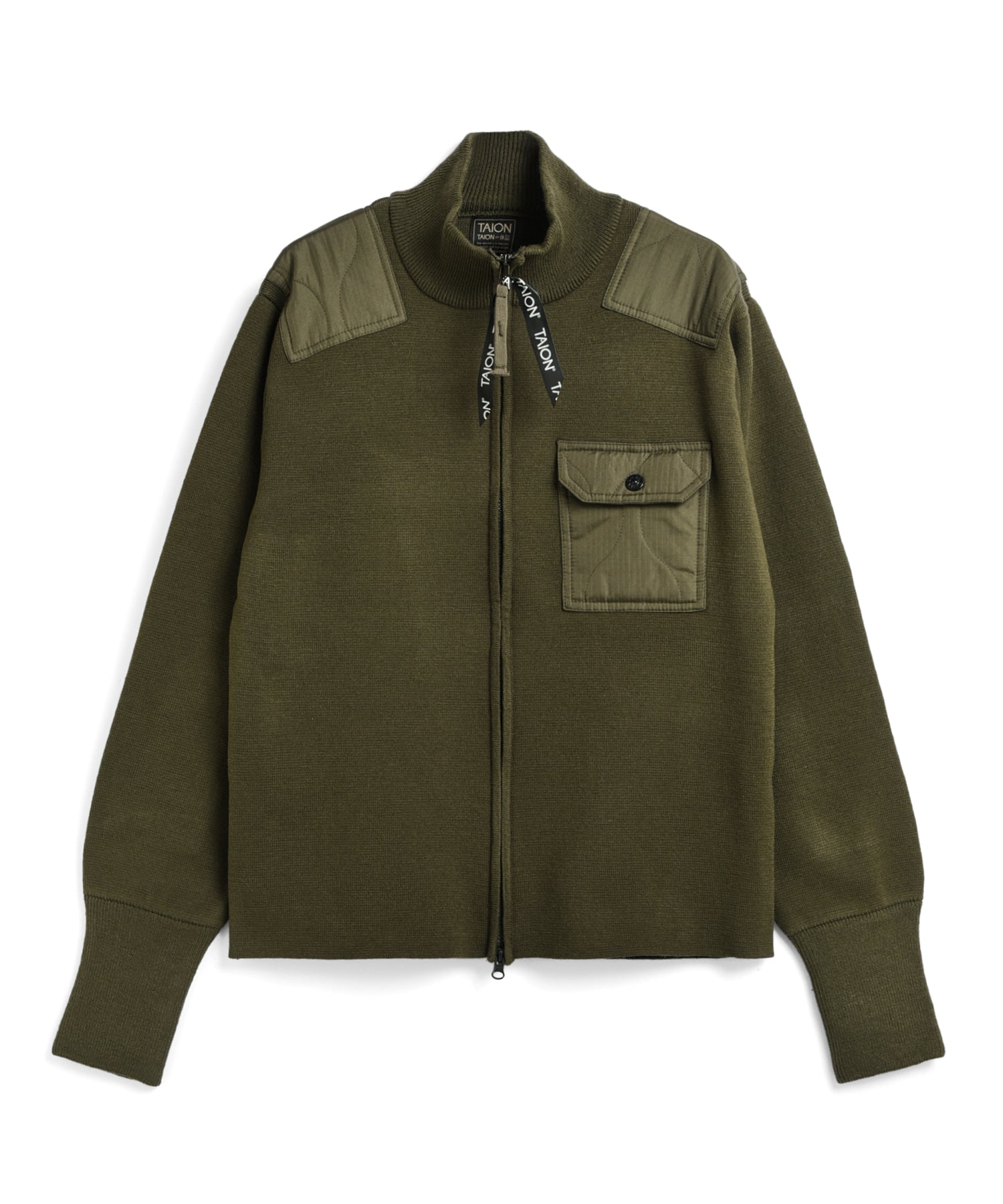 TAION - MILITARY HI NECK W-ZIP KNIT (KN102WZML-1)